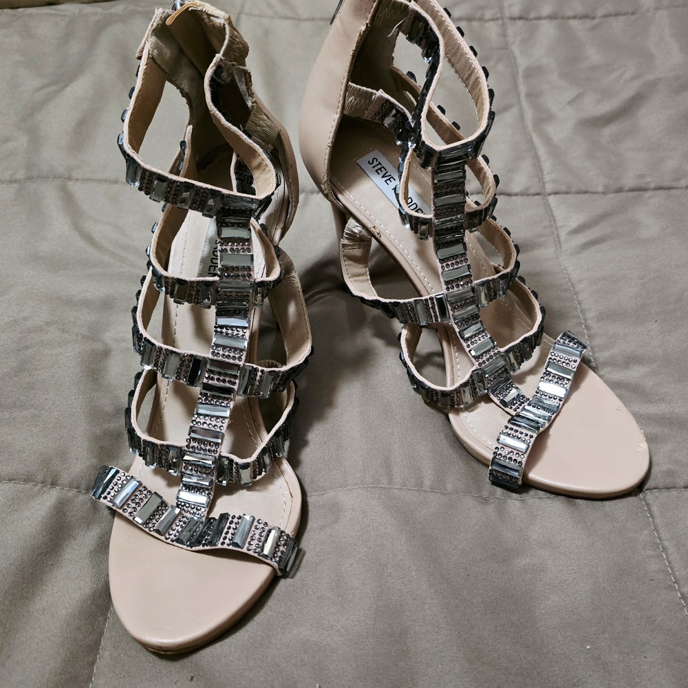 Steve Madden Women's Strappy Heels - Nude and Silver